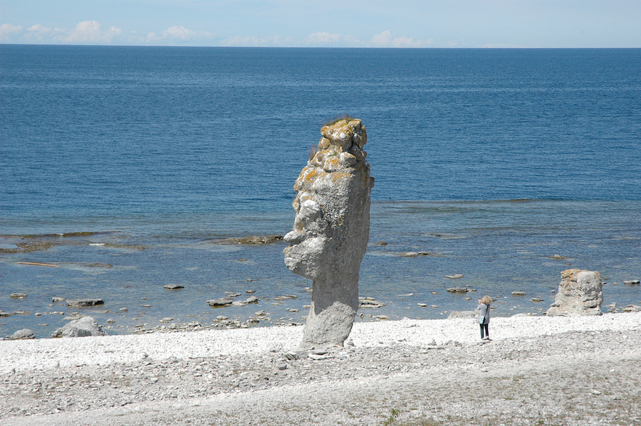 Raukars, formaciones de piedra caliza en la isla de Farö (Gotland). Foto de Scotten (PeA).